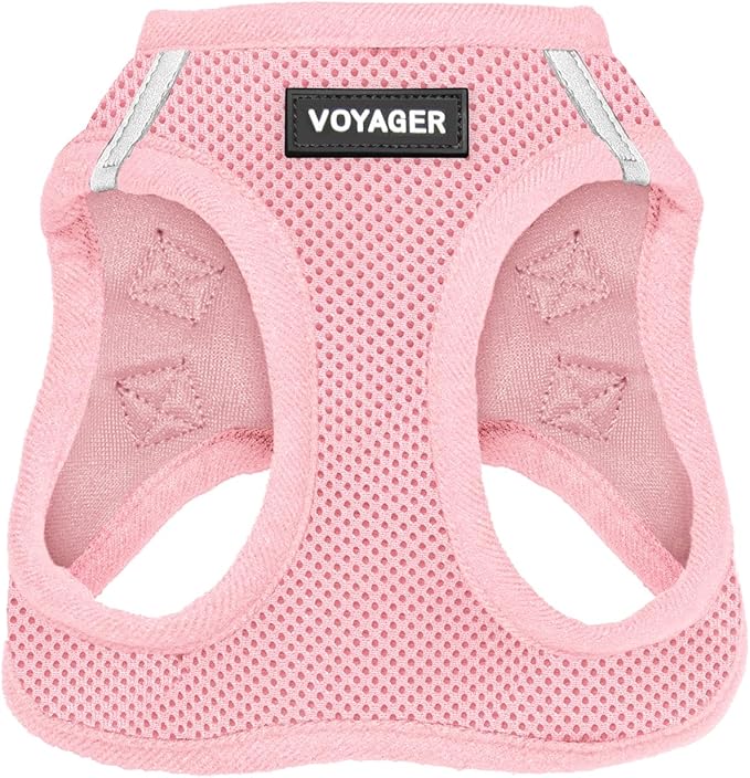 Best Pet Supplies Voyager Step-in Air Harness - All Weather Mesh, Reflective, No Pull Harness for Dogs, Cats - Secure with Hook & Loop Fastener, Buckle, Double D-Rings - Pink, S