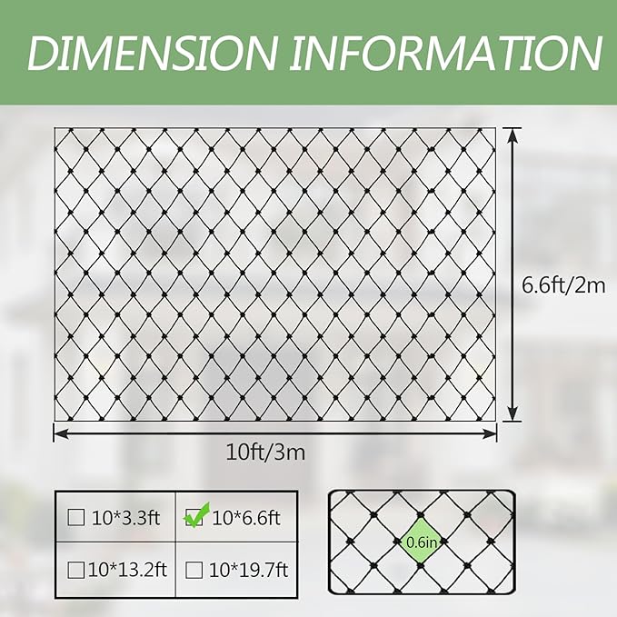 Cat Balcony Netting, Large Cat Net Pet Anti-Fall Safety Netting,Tear-Resistant, Thickened Nylon Dogs Cats Climbing Net, Pet Mesh Fence for Balcony, Stair, Window, Outdoors (10x6.6ft)