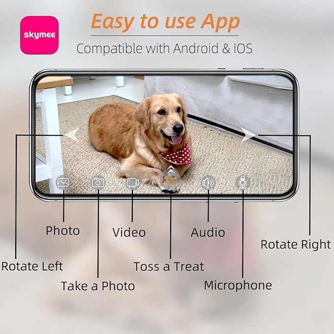 Petalk AI II Dog Camera Automatic Treat Dispenser, 5G WiFi Full HD Pet Camera with 180° Pan Full-Room View,Night Vision,Two Way Audio for Dogs and Cats,Compatible with Alexa (Support 5G WiFi)
