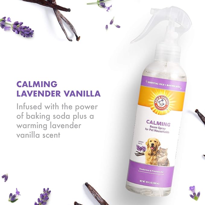 Arm & Hammer for Pets Air Care Calming Room Spray for Pet Odor Elimination, Lavender Vanilla Scent - Air Freshener Pet Deodorizer Spray with Baking Soda for Households, 10 Fl Oz