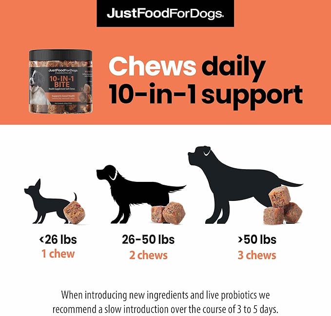 Just Food for Dogs Hip and Joint Supplement for Dogs, Human Grade Glucosamine Chondroitin Dog Supplements, Multivitamin Soft Chews, Omega 3 Oil, Superfood Blend, Plant Based Dog Vitamins - 45 Count 3