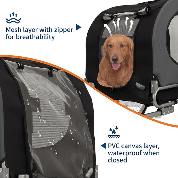 Dog Bike Trailer, 88LBS Dog Cart for Bicycle, Pet Cart Bicycle Carrier with Quick Release Wheel, Washable Non-Slip Lining, Easy Folding Cart Frame, Univer-Sal Bicycle Coupler