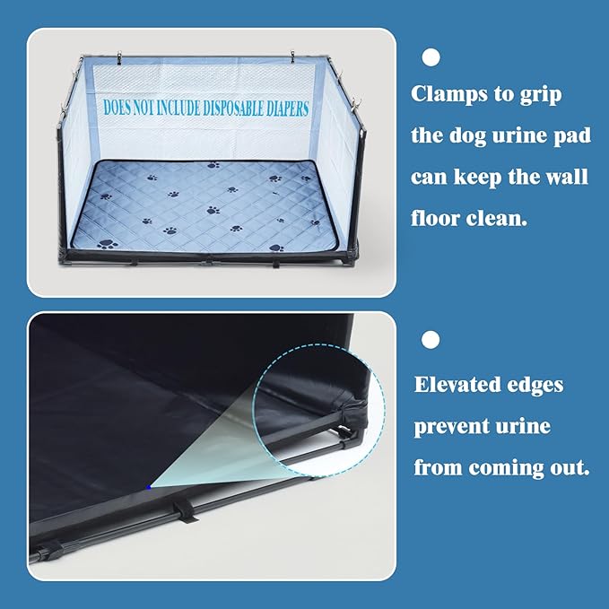 Dog Pee Pad Holder Tray with Washable Pee Pad - Foldable Indoor Potty Station for Small to Medium Dogs, Portable & Reusable Litter Box with High Walls (Large)