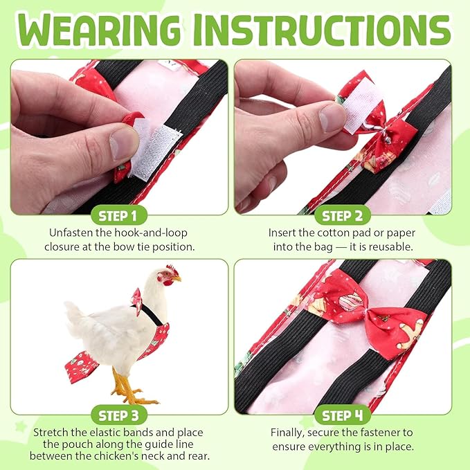8 Pcs Chicken Diapers Bird Diaper Reusable Duck Diapers Waterproof and Adjustable Chicken Accessories Poultry(L)