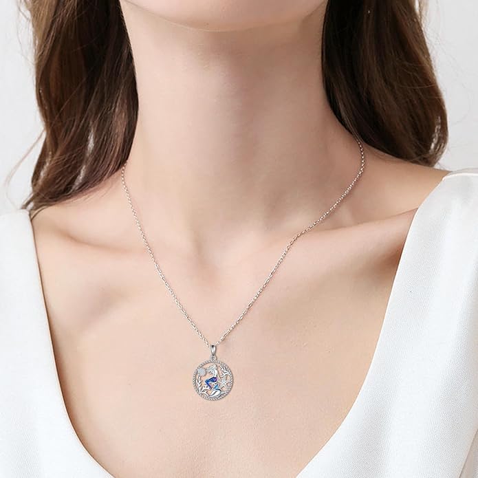KZX Cat/Dog/Phoenix/Eagle/Whale/Shark/Puffin/Starfish/Chicken/Butterfly/Owl/Bee/Frog/Seahorse Necklace Sterling Silver Animal Pendant Jewelry Gift for Women