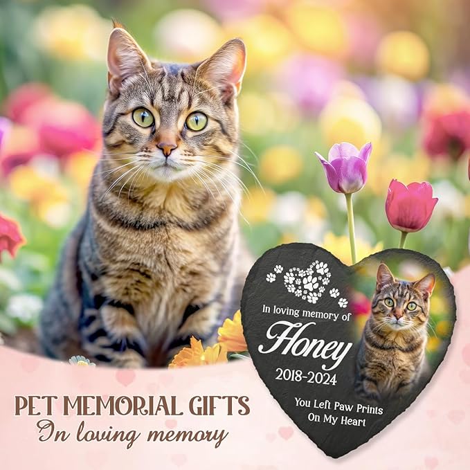 Pawfect House Pet Sympathy Gift, in Loving Memory Gifts for Loss of Cat, Pet Memorial Stones, Cat Memorial Gifts, Custom Grave Stones for Garden Decor