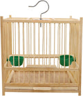 Happyyami Bamboo Bird Cage Small Square Parakeet Cage with Hanging Hook Indoor Outdoor Bird Keeping for Budgie Lovebird Cockatiel