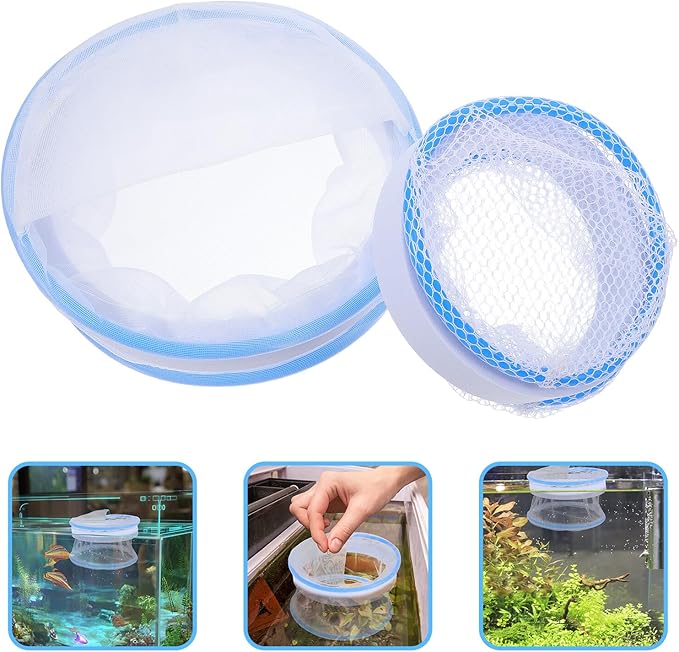 Fish Isolation Box for Aquarium Breeding, Floating Nylon Mesh Fry Hatchery Tank with Feeding Ports, Aquarium Breeder Net for Guppy and Betta Fish Nursery