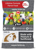 Hari Tropican Bird Food, Hagen Parrot Food with Peanuts & Sunflower Seeds, Maintenance Granuels, Lifetime Formula, 25 lb Bag
