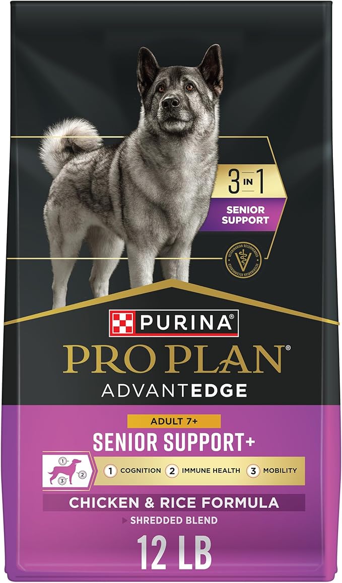 Purina Pro Plan AdvantEDGE Senior Support Plus Shredded Blend Chicken and Rice Formula Dry Dog Food - 12 lb Bag