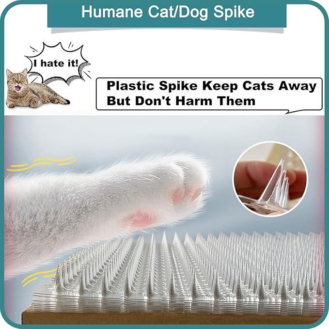 8 Pack Cat Deterrent Outdoor/Indoor Scat Mat, Pet Deterrent Training Mats, Keep Cats/Dogs Away Plastic Mats with Spikes, 12 Sq.ft, 16 x 13 Inches