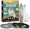 YOTANGO 4 Pack Flea Collar for Cats, 32 Months Flea and Tick Prevention for Cats, Waterproof Cat Flea Collar, Cat Flea and Tick Treatment, Adjustable Flea and Tick Collar for Cats Kittens-Black&Gray