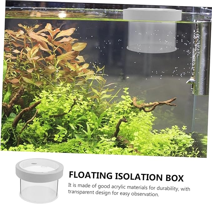 POPETPOP Floating Aquarium Fish Breeding Box with Removable Cover Acrylic Isolation Hatchery Tank for Fry and Young Fish Cultivation Jump Floating Design Mesh Bottom