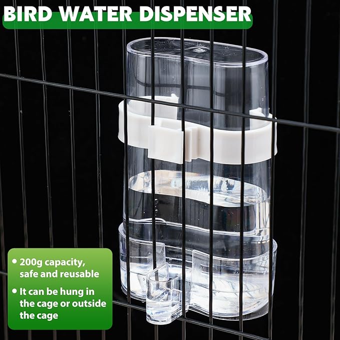Yaomiao 6 Pcs No Mess Bird Feeders Automatic Clear Parrot Water Dispenser Acrylic Quail Feeder and Watered Cage Accessories Indoor for Small and Medium Parrot Cockatiel Canary(Clear Feeder)