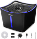 iPettie Kamino Cat Water Fountain, 101oz/3L, Ultra-Quiet Filtered Water Purifier, Automatic Waterer Dispenser with LED & Water Level Window, Auto Power Off USB Pump & Dual Filters for Pets, Black