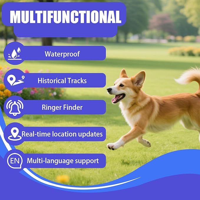 Smart GPS Tracker for Dogs|mini Easy to use Cat GPS Tracker|Real-time Positioning Smart Alarm pet Tracker|Waterproof and Drop-Proof|Extra Long Battery Life of one Year|No Subscription (Android & iOS)