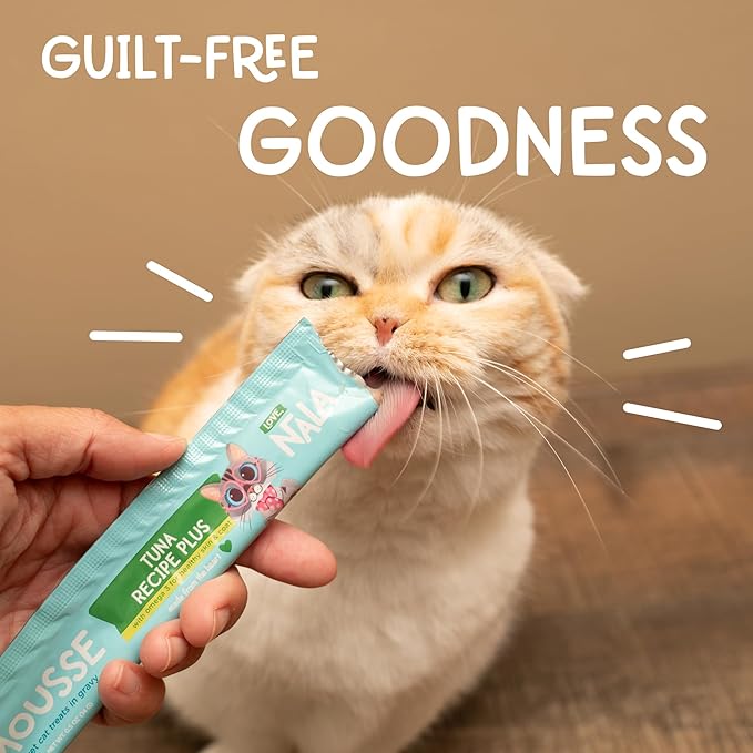 LOVE, NALA Tuna + Omega-3 Mousse Cat Treats – Brain & Heart Health Support – Lickable Squeeze-Up Puree, Topper or Treat – Grain-Free, 24 Pack – Human-Grade Protein, Non-GMO, No Artificial Additives