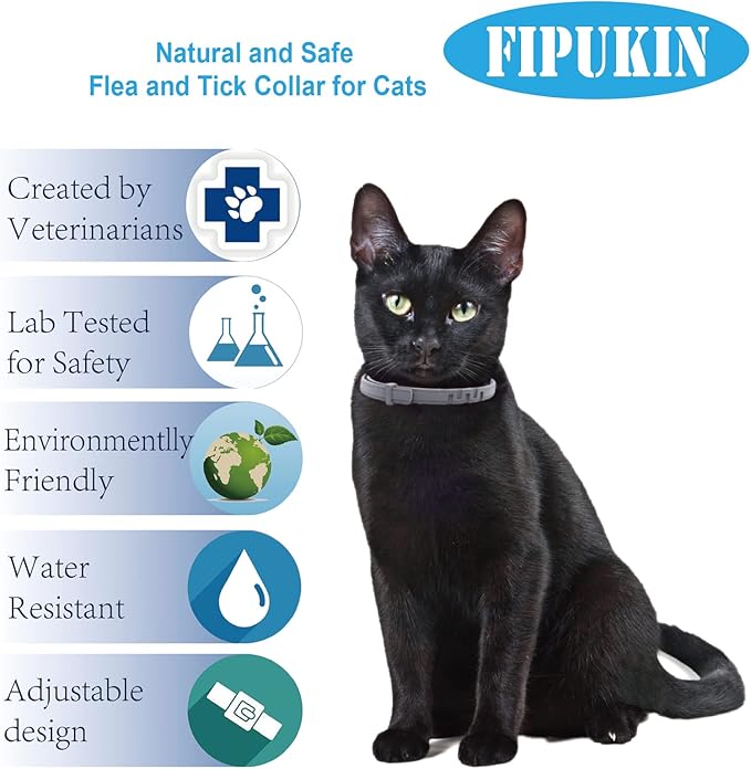 Flea and Tick Collar for Cats, 2‑Pack | Top 50 Ranked (#46), 8‑Month Waterproof Protection with Natural Essential Oils | $1 Donation per Purchase Supports Animal Rescue