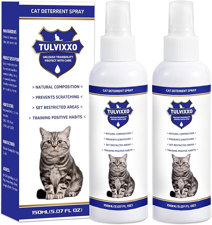 Cat Deterrent Spray, Bitter Formula Cat Repellent for Indoor & Outdoor, Natural Plant Extracts, Anti-Scratch Aid for Furniture, Sofa, Rugs, Curtains