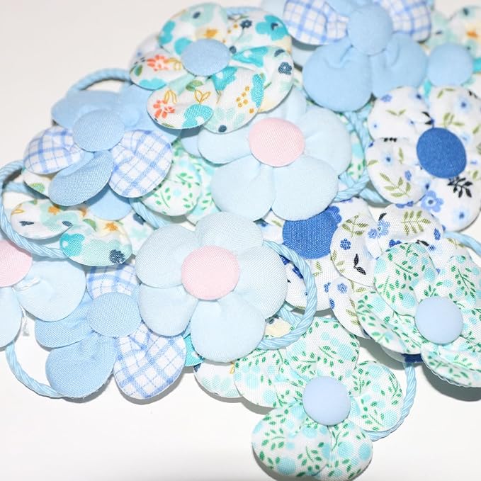20 Pcs Handmade Cute Puppy Hair Bows, Flower Bowknot with Rubber Bands for Small Dog Hair Ties Accessories Sky Blue