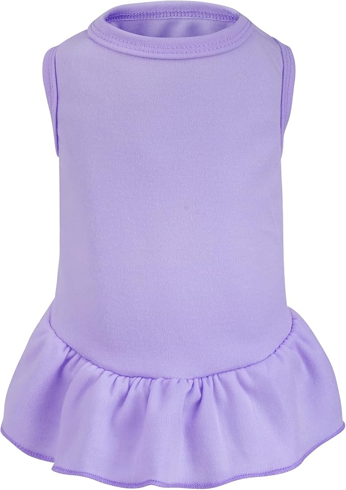 Dog Dresses Cat Skirt Solid Color Dog Clothes Summer Sleeveless Puppy Girl Clothes for Small Pet Dogs Cats (Light Purple, Medium)