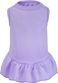Dog Dresses Cat Skirt Solid Color Dog Clothes Summer Sleeveless Puppy Girl Clothes for Small Pet Dogs Cats (Light Purple, Medium)