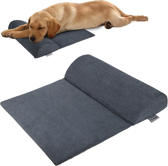 Dog Bolster Pillow with High Resilience Foam, Headrest for Medium Small Dogs, Benefit for Cervical Vertebra and Neck, Easy to Carry, Machine Washable Cover＆Easy to Clean(Medium)