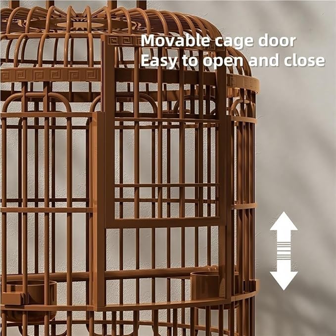 Retro Bird Cage, Parrot Carrier with Hook and Stand, Portable Birds Carrier for Balcony, Living Room, or Outdoor