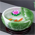 Fish Tabk Ceramic Goldfish Bowl Fish Tank Hand-Painted Desktop Large Lucky Turtle Tank Narcissus Lotus Pot Tank Aquarium Starter Kits Cool Fish Tank(Color:B,Size:32cm)