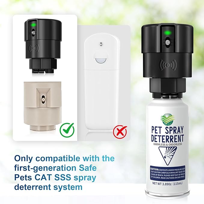 Cat Deterrent Spray Refill, Pet Spray Deterrent System, Motion Activated Cat System, Cat & Dog Odorless & Indoor, Up to 3 Feet Away, Pet Deterrent Spray Refill 1 Pack 3.89Oz