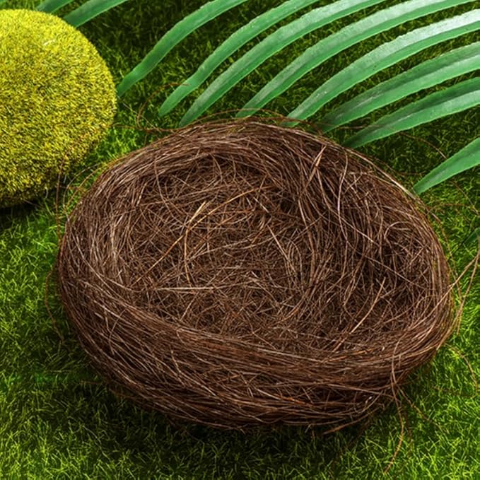 Simulated Bird Nest Decoration for Garden and Easter - Small Rustic Faux Bird Nest Plate Decor for Party Photography Props and Birdcage Accessories