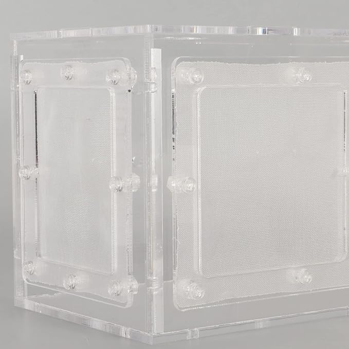Fish Breeding Isolation Box | Transparent Mesh Side Aquarium Incubator | Guard Small Fish/Eggs | Acrylic Lid & Adjustable Hook | for Fish Tank Hatching (17 * 9 * 10CM)