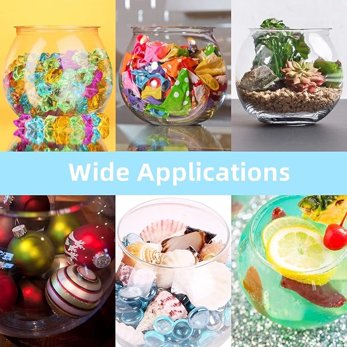 Mini Fish ,Classic Drum Fish Bowl Transparent Plastic Round Bowl Aquarium 360° View of Aquarium Centerpiece or Terrarium 8.27x7 Inch(L)
