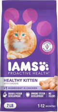 IAMS Proactive Health Kitten Dry Cat Food, Healthy Kitten Food Dry Recipe with Real Chicken in Every Bite, 7 lb. Bag
