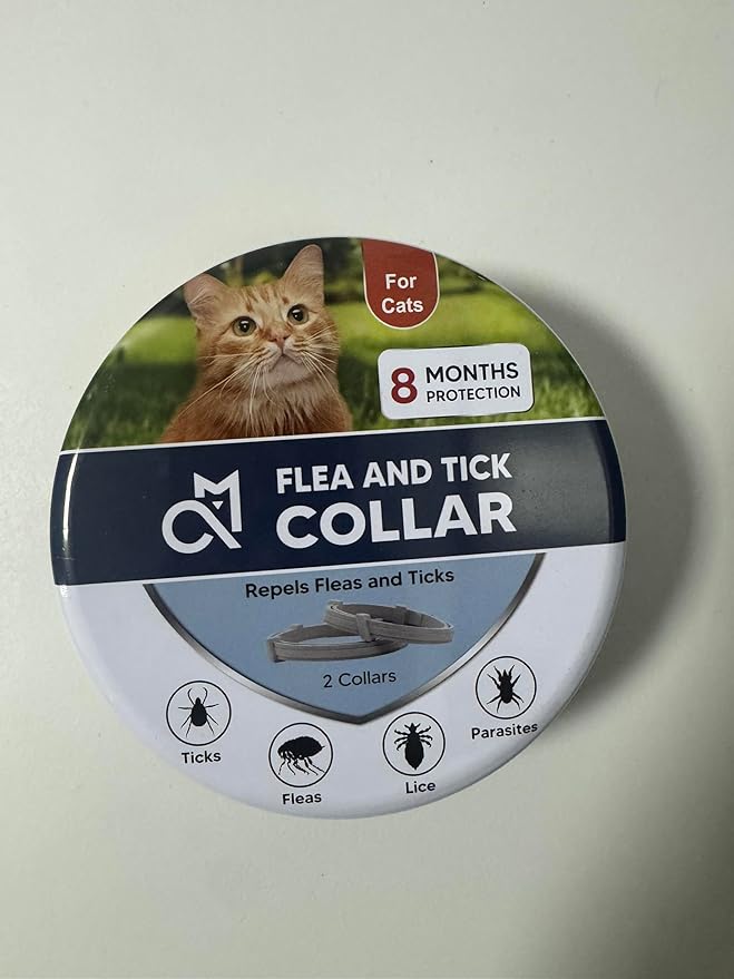 Flea Collar for Cats,Natural Cat Flea Tick Collar,Adjustable Tick Collars for Cats,Plant Ingredients,8 Months of Protection,Easy to Apply,People & Pet Friendly - 2P