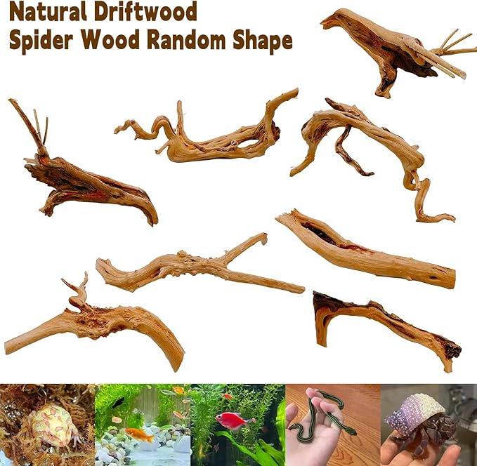 Hamiledyi 6-8in Aquarium Driftwood 3PCS Reptile Spider Wood Assorted Branches Natural Trunk Driftwood Tree Fish Tank Decoration