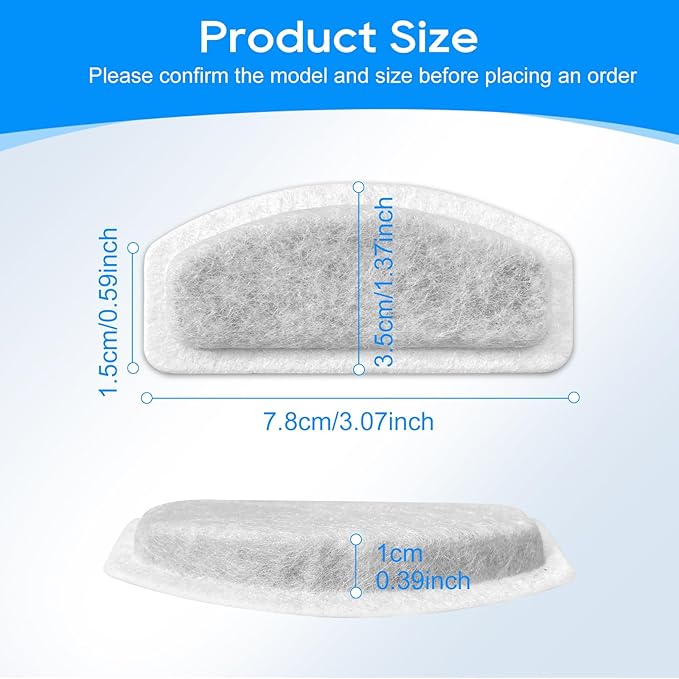 Cat Water Fountain Filter, 8 Pcs Replacement Water Filter Compatible with ORSDA D30 67oz/2L Stainless Steel Pet Water Fountains, 3 Triple Filtration System Automatic Pet Fountain Resin Filters