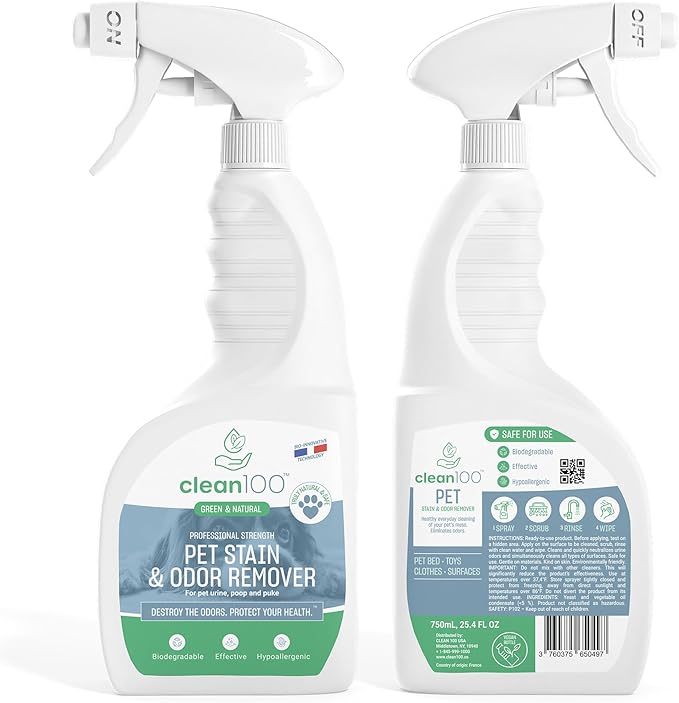 Dog Bed Deodorizer Spray Cleaner - Pet Urine Odor Remover & Stain Eliminator | 100% Natural No Enzymes Pet Stain, Dog Urine, Cat Urine Carpet Cleaner | Poop Smell & Pee Odor Eliminator