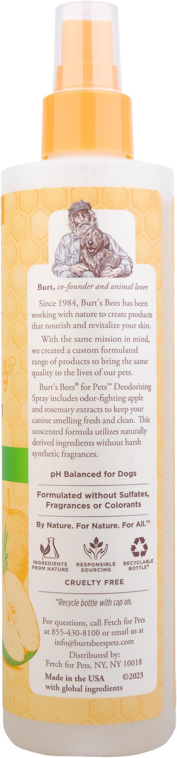 Burt's Bees for Pets Deodorizing Spray for Dogs with Apple and Rosemary, 99.7% Natural Origin Formulas, Waterless Dog Shampoo - Gentle Dry Shampoo for Dogs, Best Dog Shampoo, 10 oz