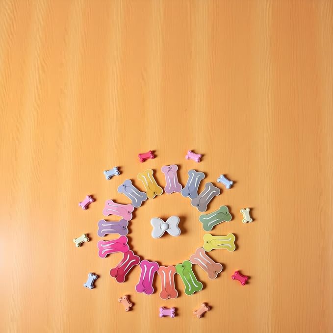10Pcs Dog Hair Clips with Bows, 1 Inch Mini Bone Barrettes, Pet Grooming Accessories for Small Dogs and Cats