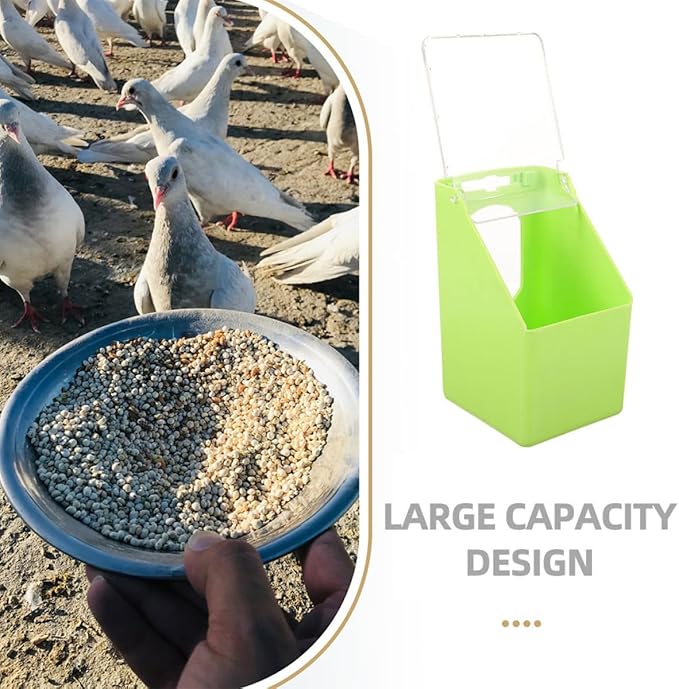 FRCOLOR 4pcs Hanging Pigeon Feeder Bird Cage Feeder with Lid Green Single Hole Bird Food Dispenser for Feeding and Watering Supplies