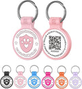 Silicone Cat Tags Personalized Small for Pet Collars, QR Code Cat Name Tags, Scan Location Alerts, Pink S