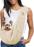 Tomkas Small Dog Sling Carrier - Classic Pocket & Classic Strap - for 3-10 lbs Pets(Cream)