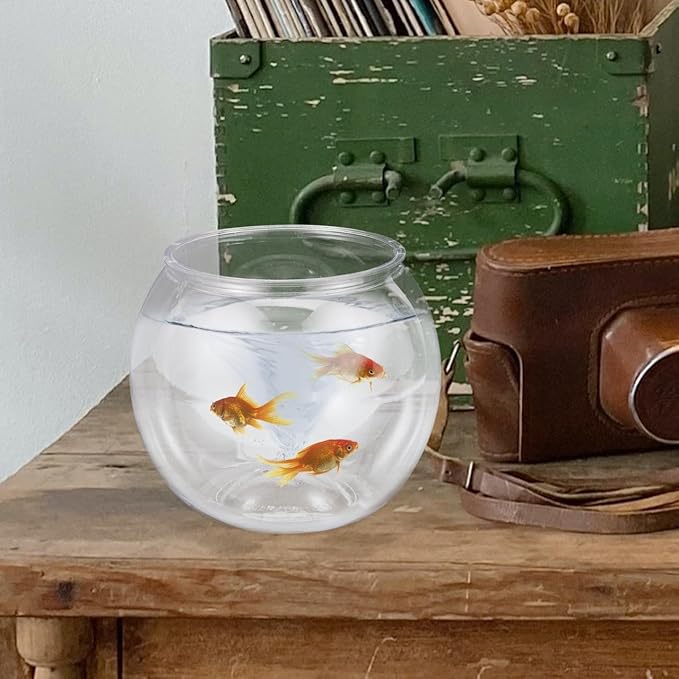 VICASKY Fish Bowl Goldfish Tank Round Bowls Large Small - Transparent Aquarium Terrarium Hydroponic Planter for Centerpieces Decor Desktop Fishbowl Unbreakable Transparent Pet Round Fish Tank Decor