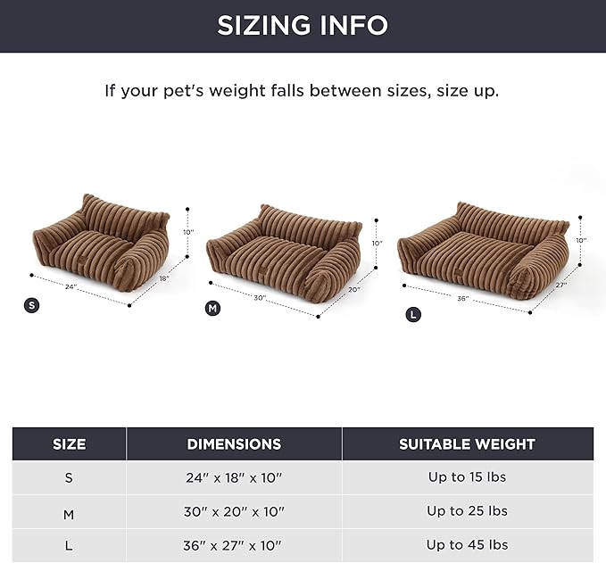 Bedsure ComfyFleece™ Cute Cat Couch for Pets - As Seen on TV on Good Day New York, Small Medium Dog Bed, Supportive Couch Bed for Small Dogs, 30 Inch, Camel Brown