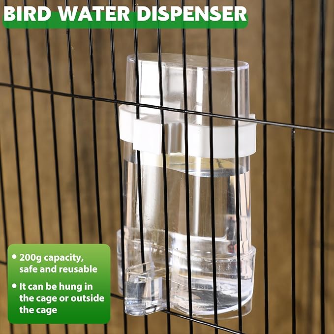 Yaomiao 4 Pcs No Mess Small Bird Feeders Automatic Parakeet Water Dispenser Clear Quail Feeder and Watered Cage Accessories for Small and Medium Parakeet Cockatiel Canary(Assorted,Clear)