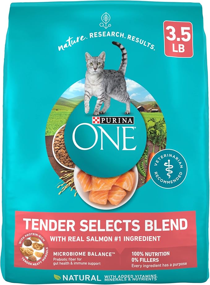 Purina ONE Natural Dry Cat Food, Tender Selects Blend With Real Salmon - 3.5 lb. Bag