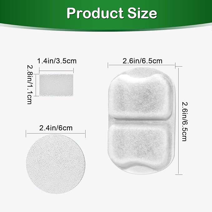 Dog Water Fountain Filter,Compatible with Large 7L/230oz/1.8G Stainless Steel Pet Water Fountain,Multi-Filtration 8 Set Dog Fountain Filter Replacement.