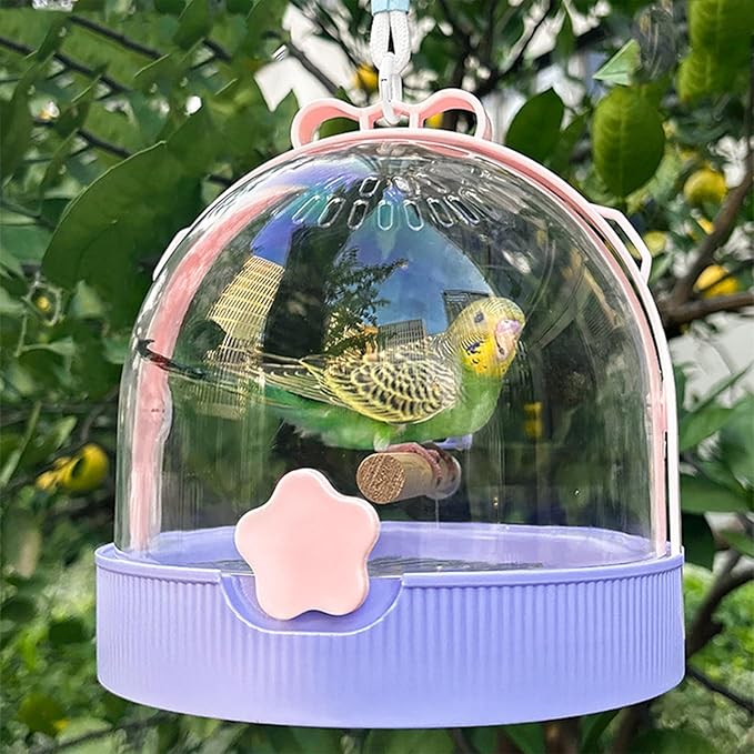 Breathable Outdoor Bird Carrier with Detachable Floor Grids Spacious Interior & Attached Water Bottle Ventilated Bird House for Travel