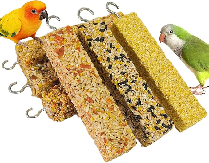 6PCS Parakeet Treats,Parrot Grains Mixed Treat Sticks,Vegetable & Grain Style Sticks,Bird Treats for Cockatiel Budgies Lovebirds Canary Conure Finches